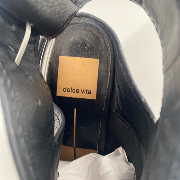 Dolce Vita Jacklyn Stacked High Heel Bootie Womens Sz 9 Black Leather Slingback - Picture 7 of 8